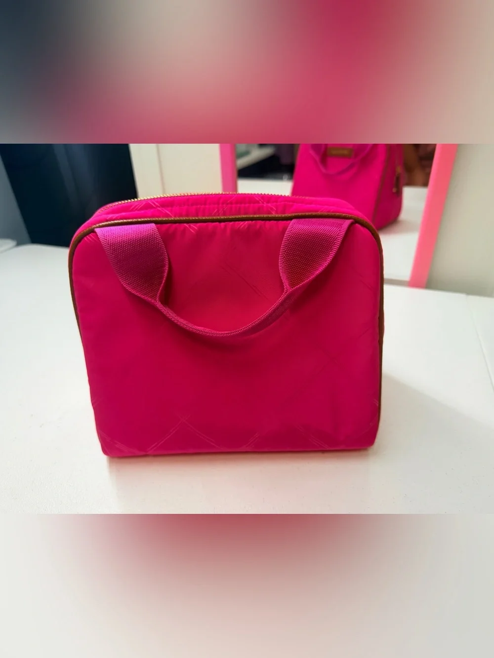 Vera Bradley Preppy Poly Hot Pink Insulated Lunch Cooler Bag